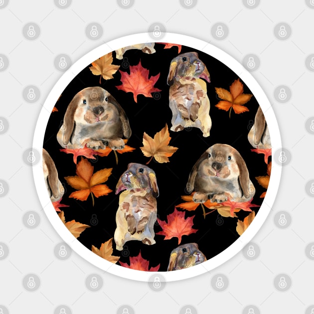 Rabbits and autumn leaves Magnet by Irina_Reznikova